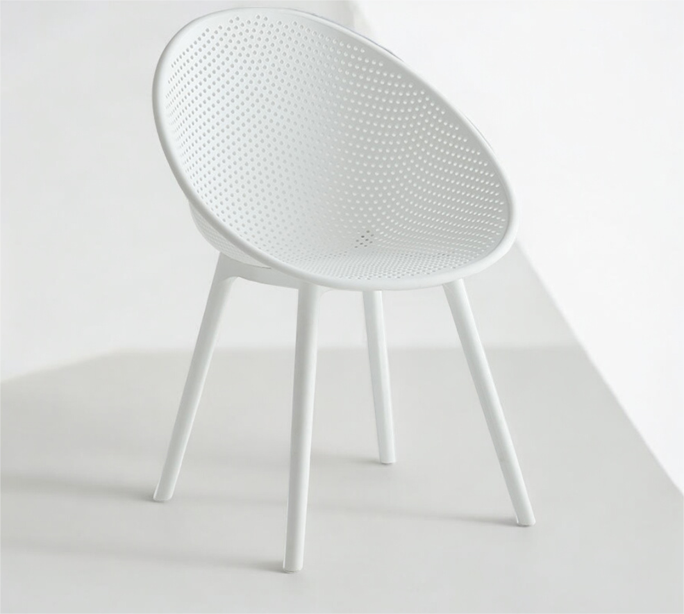 Scaun 838 CH alb, plastic durabil, 83x48,5 cm, interior/exterior