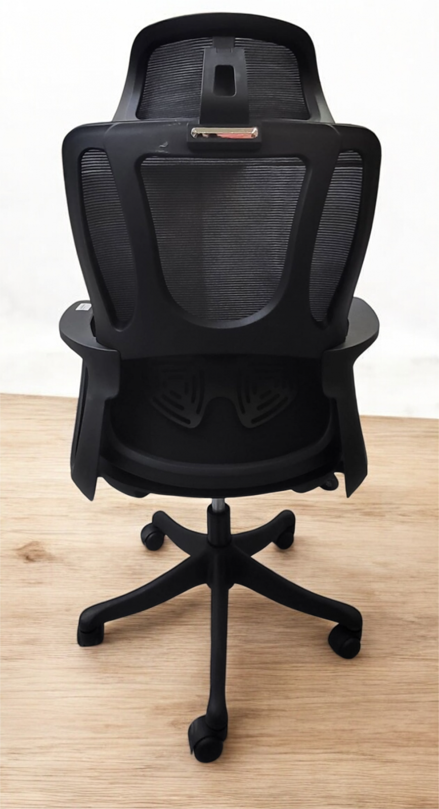Scaun ergonomic 285A, textil negru, spătar plasă, tetieră reglabilă, H23-63 cm