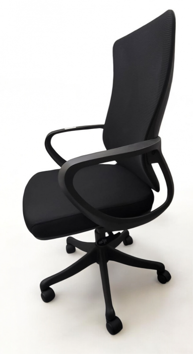 Scaun ergonomic 285B, textil negru, spătar plasă, H108 cm
