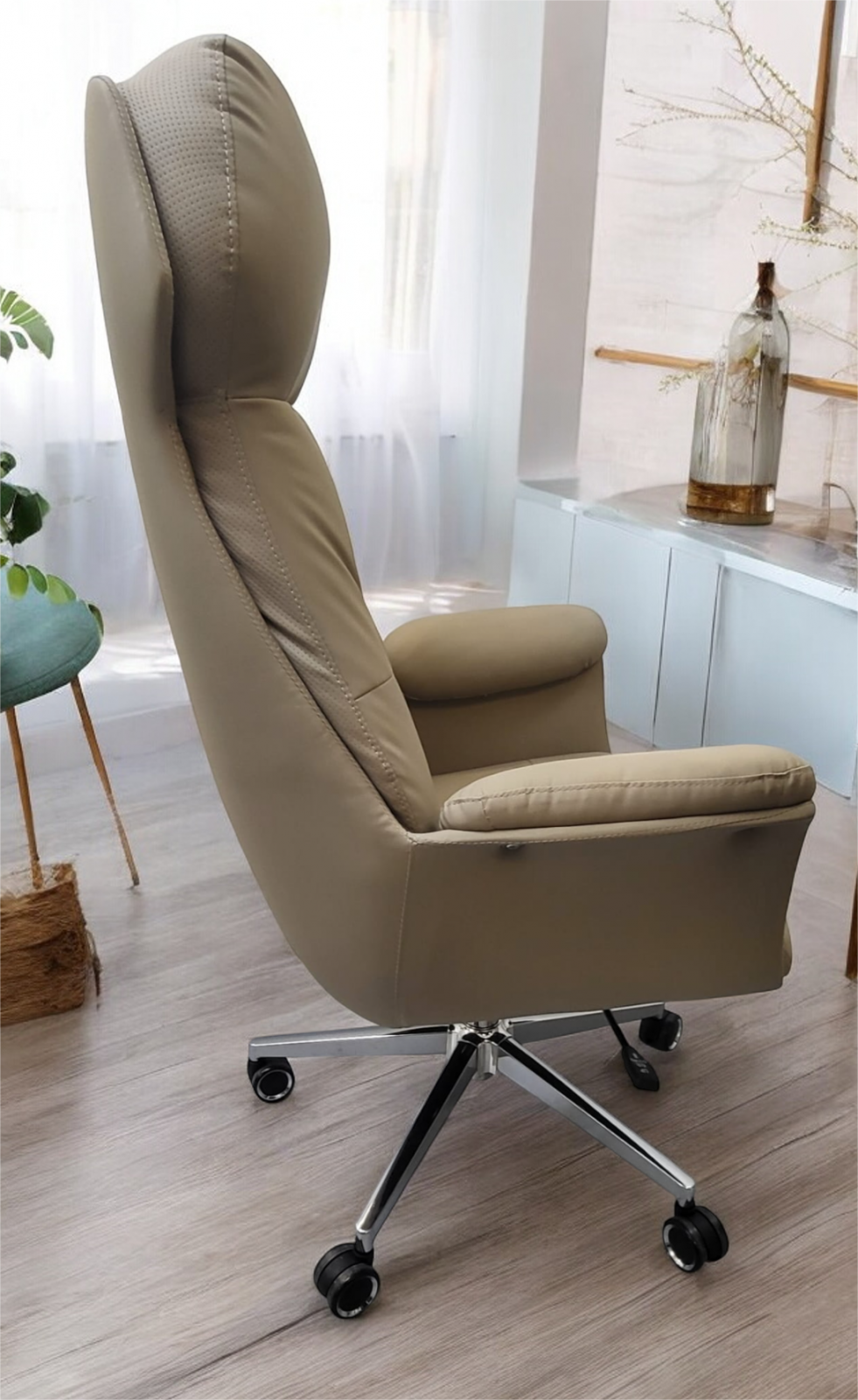Scaun birou 6005 Bej, textil, ergonomic, H130xL50x75 cm
