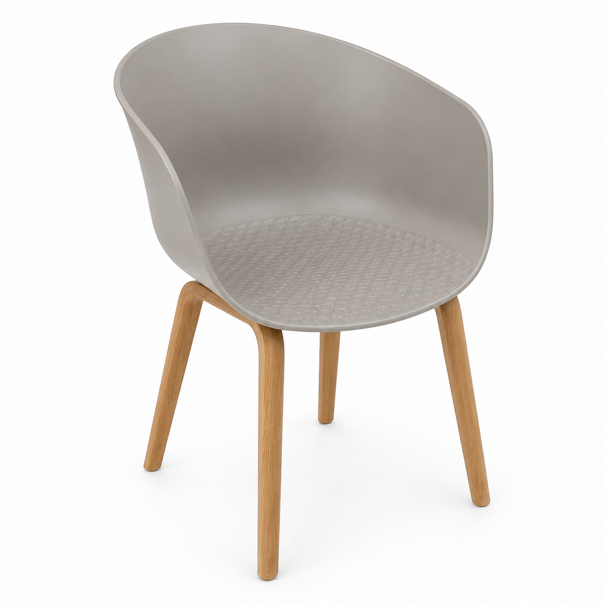 Scaun 7040 gri/crem din plastic cu picioare din lemn, design modern, 58x79 cm