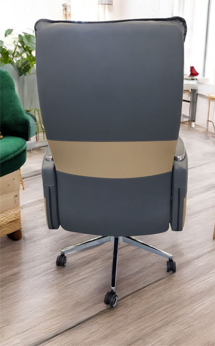 Scaun birou A19 Gri, piele premium, ergonomic, H130xL70x70 cm