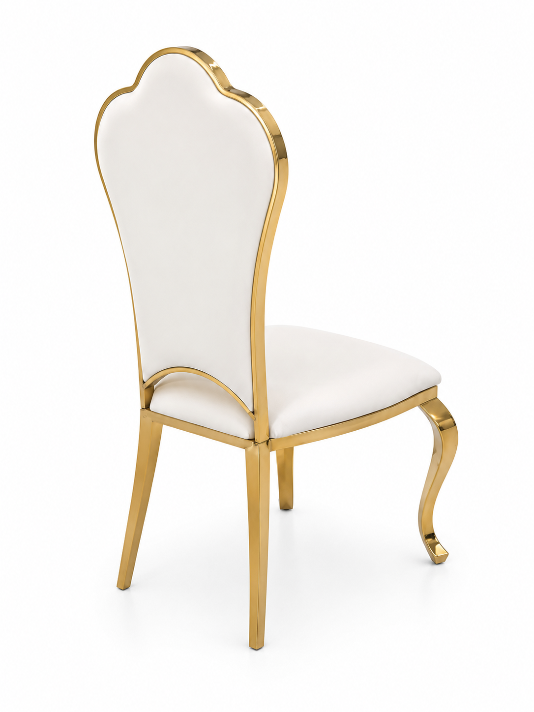 Scaun dining BC62 din catifea crem, cadru și picioare aurii, spătar evantai, 103 cm