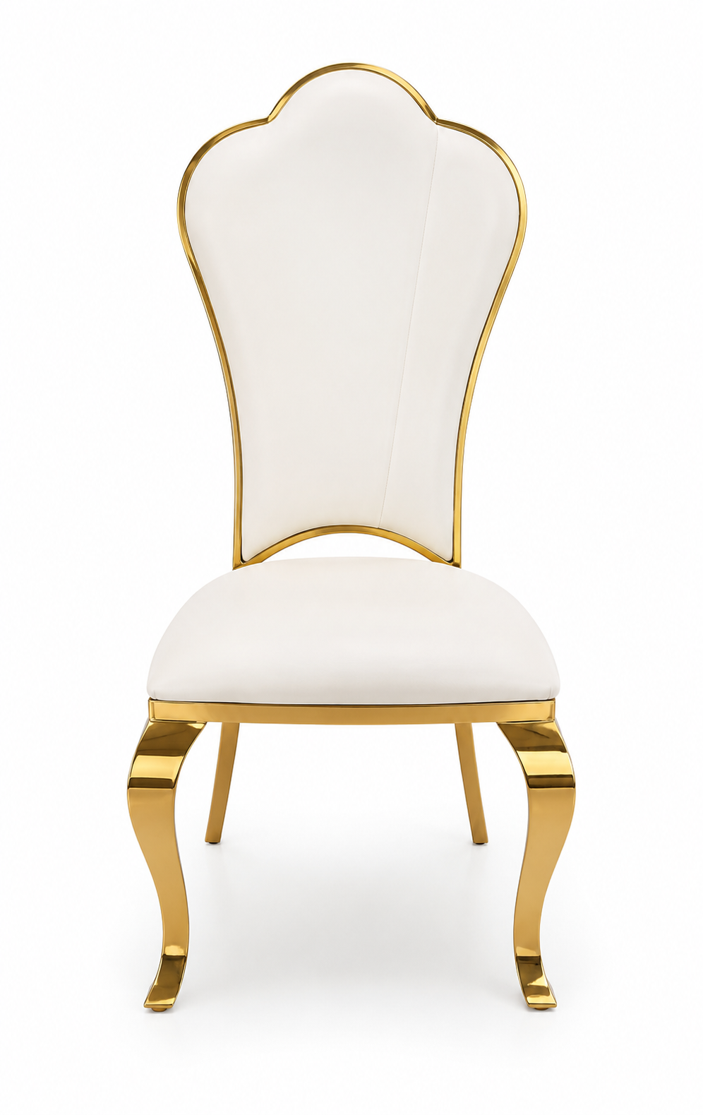 Scaun dining BC62 din catifea crem, cadru și picioare aurii, spătar evantai, 103 cm