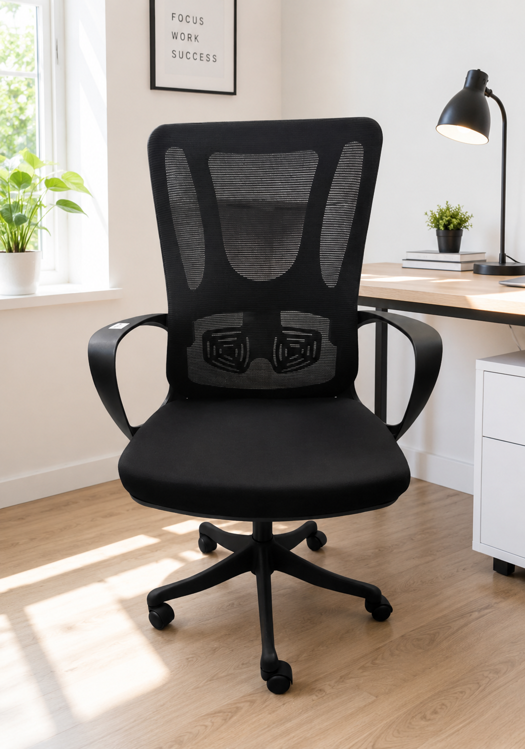 Scaun ergonomic 285B, textil negru, spătar plasă, H108 cm