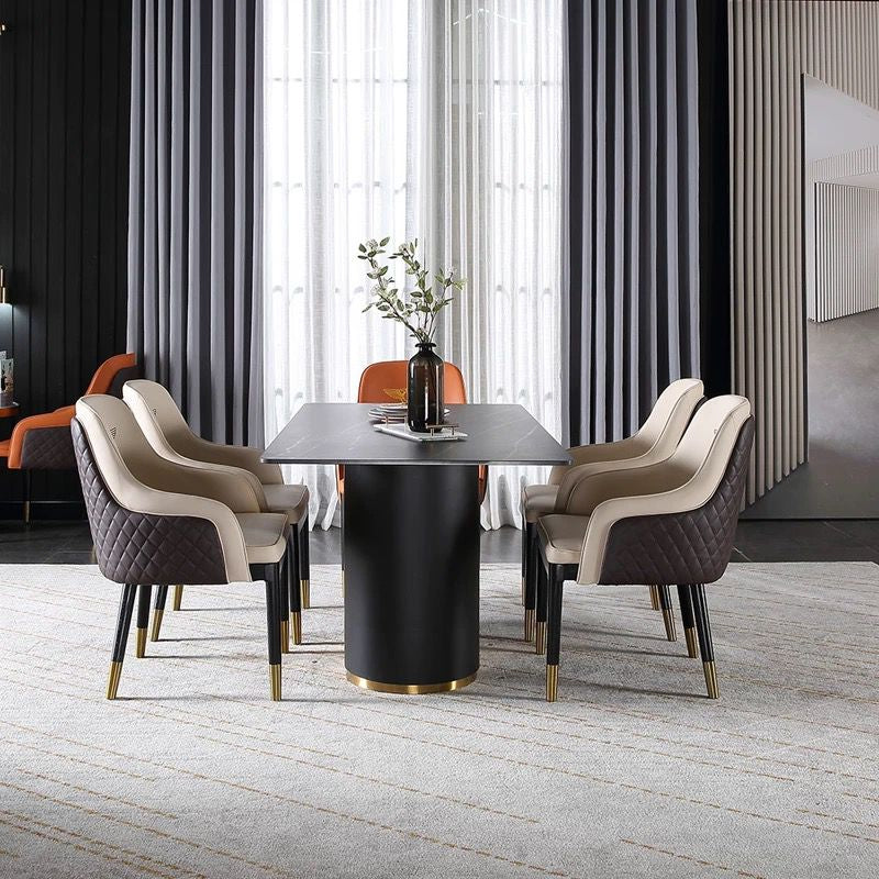 Scaun Modern 942 – Piele Ecologică, 2 Culori, Picioare Metalice, Înălțime 90 cm