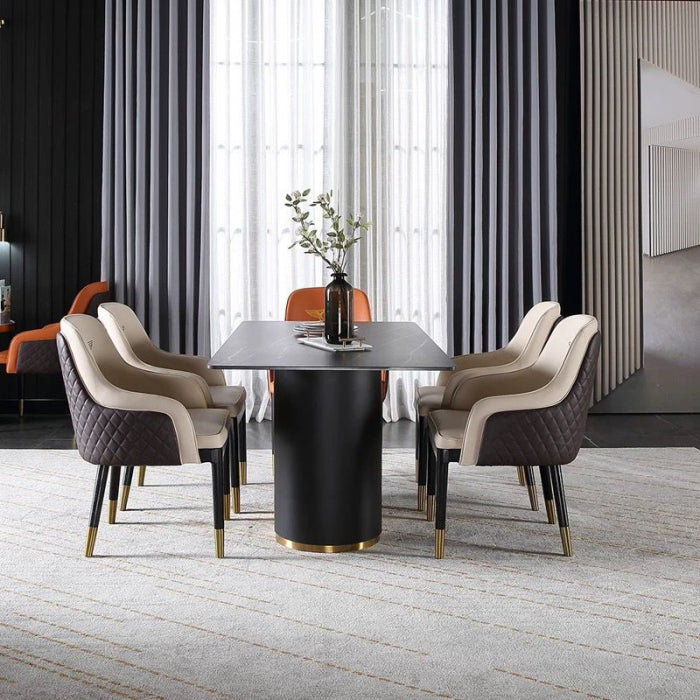 Scaun Modern 942 – Piele Ecologică, 2 Culori, Picioare Metalice, Înălțime 90 cm