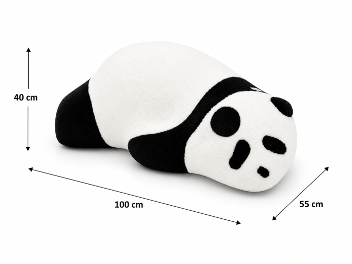 Scaun Panda 11242 alb-negru plușat, cu bază din lemn