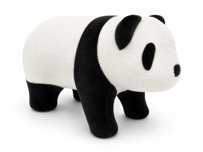 Scaun Panda 11370 din pluș alb-negru, cadru lemn