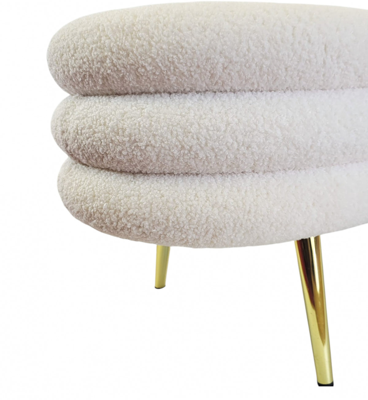 Scaun tapițat ZW026047 alb, picioare aurii, material pufos, 100x40x40 cm