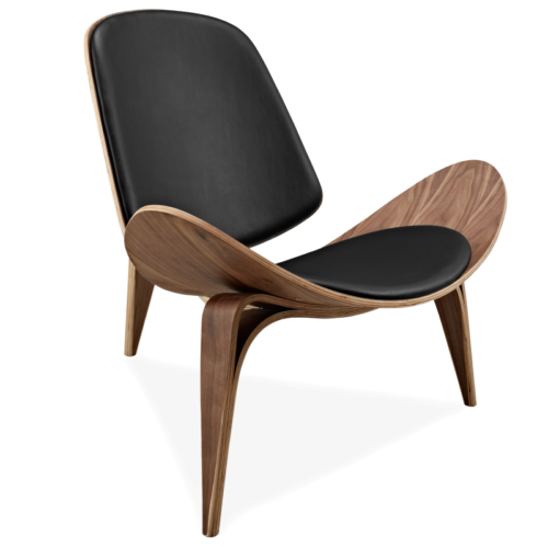 Scaun CF19 Negru, stil scandinav, lemn și piele ecologică, confortabil, 91x50x37 cm