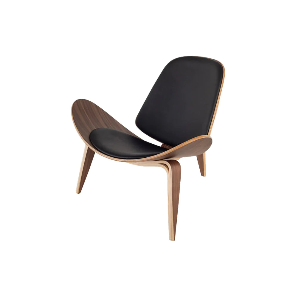 Scaun CF19 Negru, stil scandinav, lemn și piele ecologică, confortabil, 91x50x37 cm