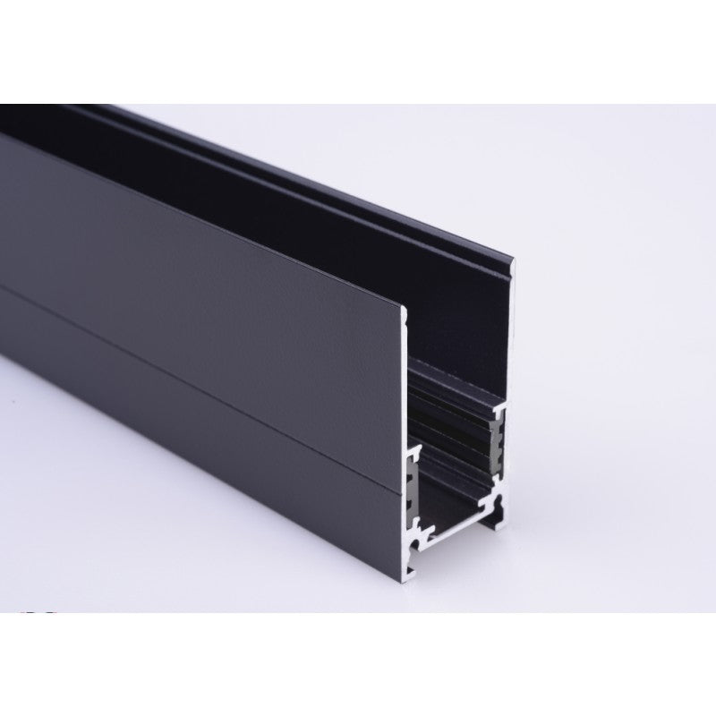 Șină magnetică aparentă pentru proiectoare LED, 1 m, 48 V, neagră, aluminiu
