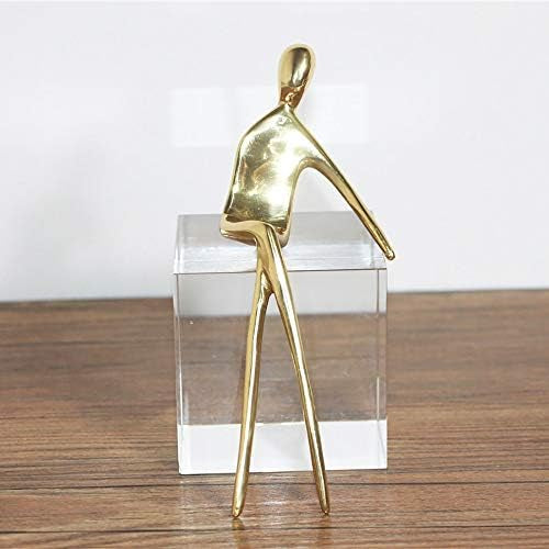 Statuetă decorativă metal auriu lucios, design abstract siluetă umană