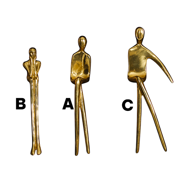 Statuetă decorativă metal auriu lucios, design abstract siluetă umană