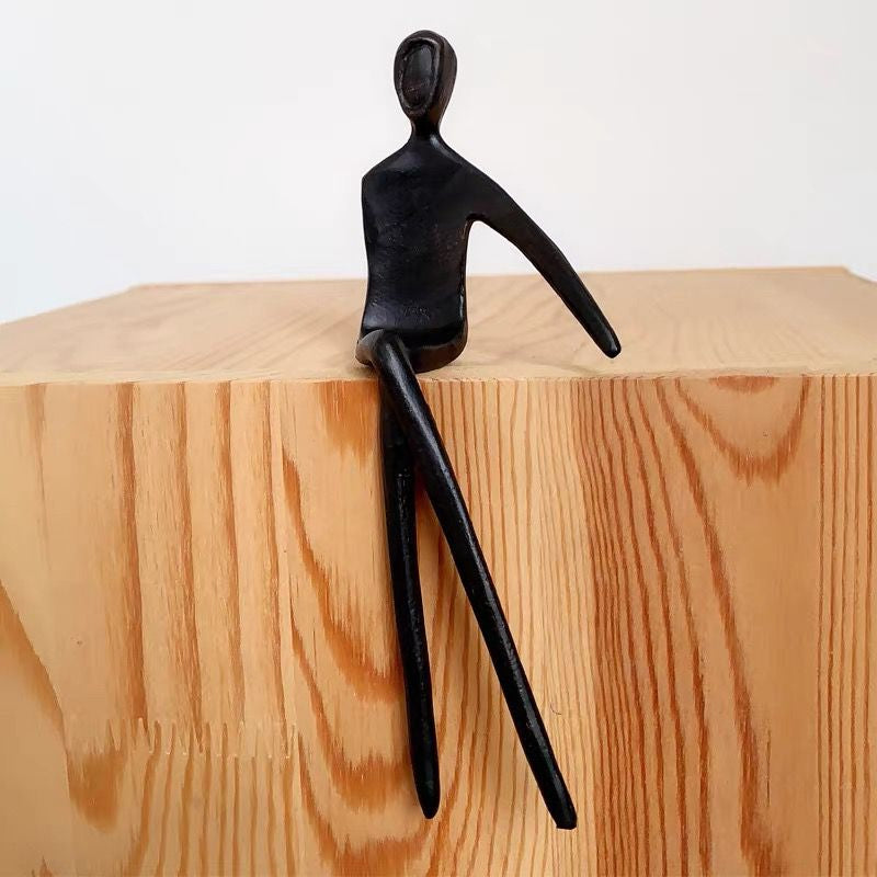 Statuetă decorativă metal negru, design abstract siluetă umană