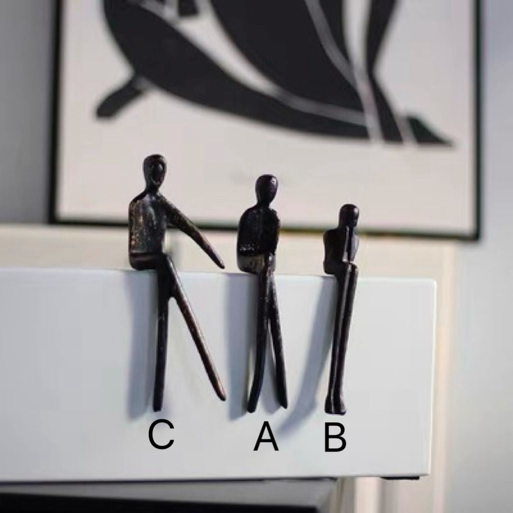 Statuetă decorativă metal negru, design abstract siluetă umană