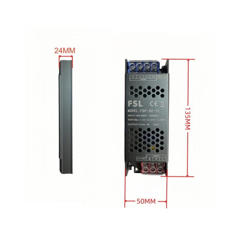 Sursă LED FSL 60 W, 220 V / 24 V, metalică, nedimabilă, pentru interior
