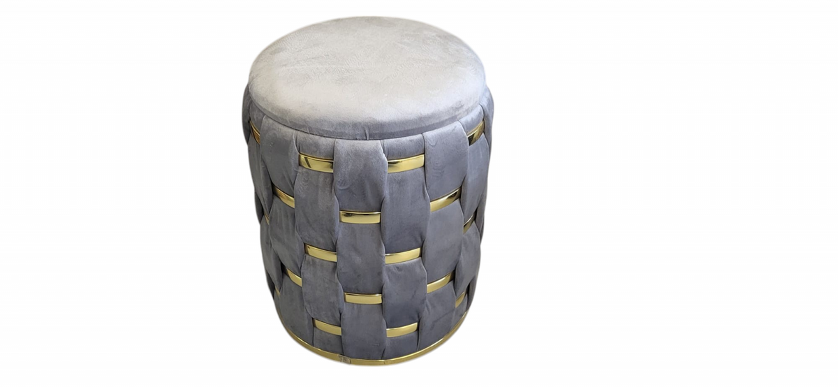 Taburet ZW026-177-1 gri cu accente aurii, depozitare, 33x33x38 cm