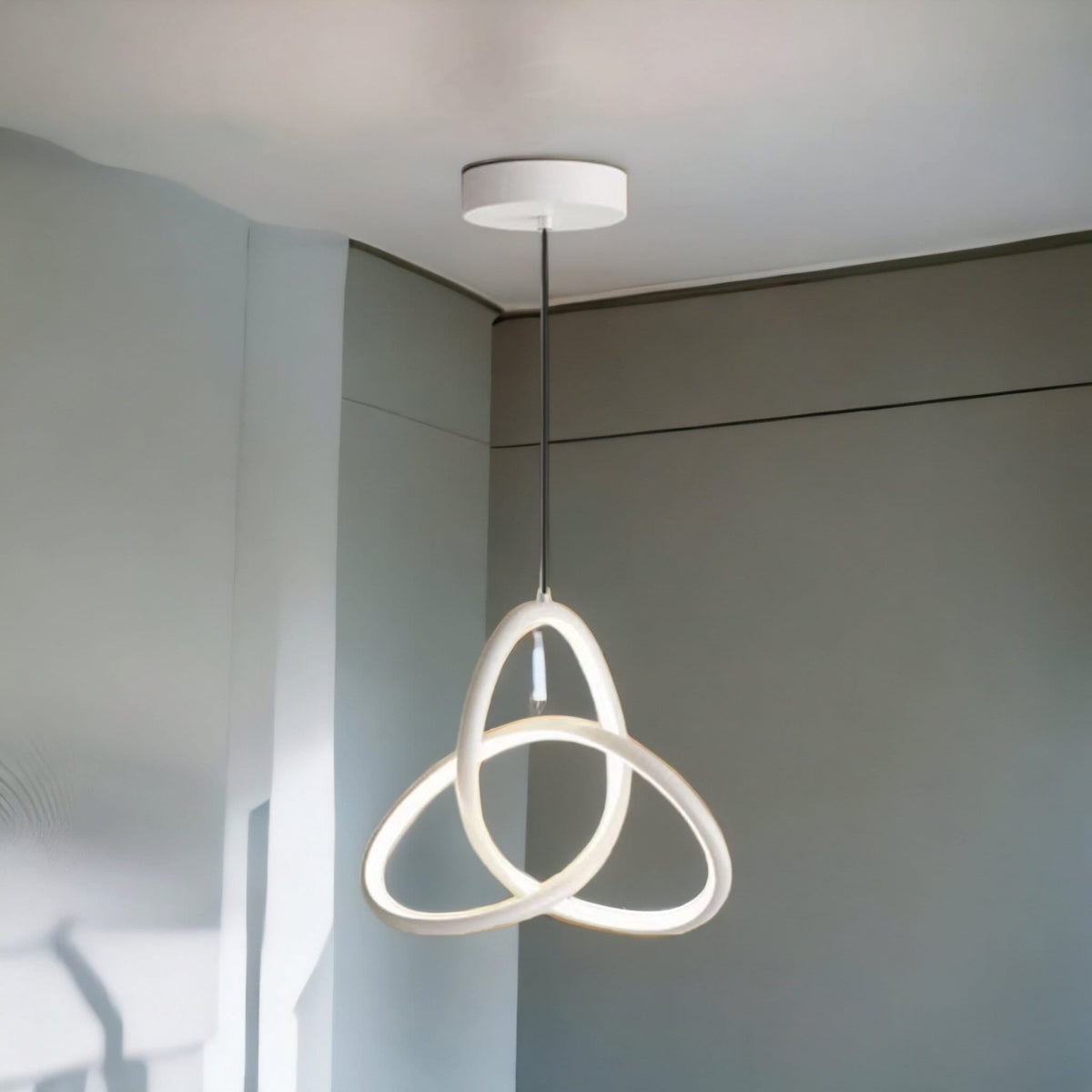 Pendul LED cu două inele, alb, echivalent 200 W