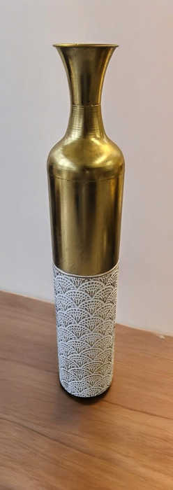 Vază decorativă de podea 92430 auriu/alb – elegantă și modernă