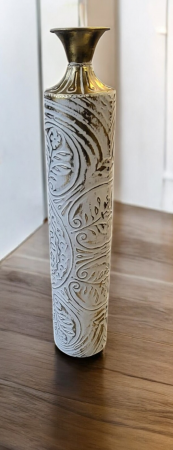 Vază decorativă de podea model 95306 auriu/alb antic – elegantă și sofisticată