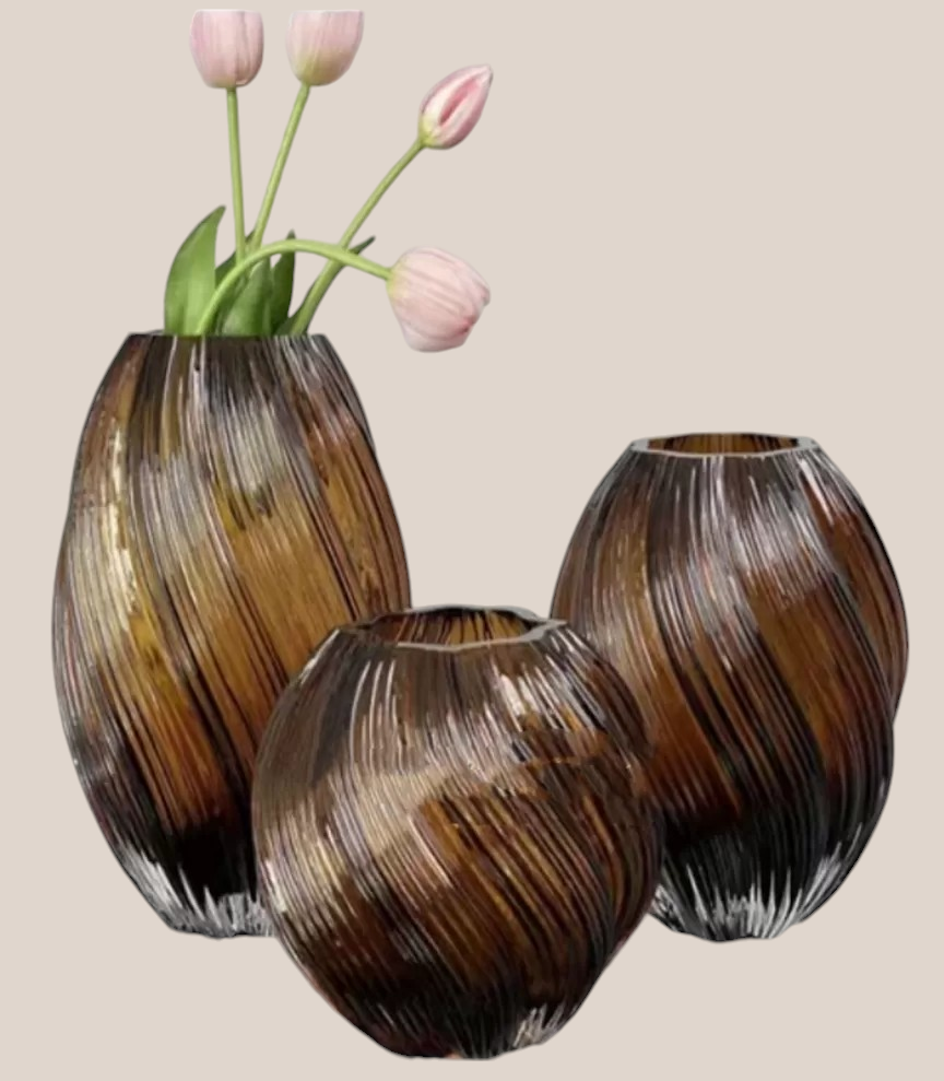 Vază decorativă SS24-013 maro – elegantă și modernă, din sticlă de înaltă calitate