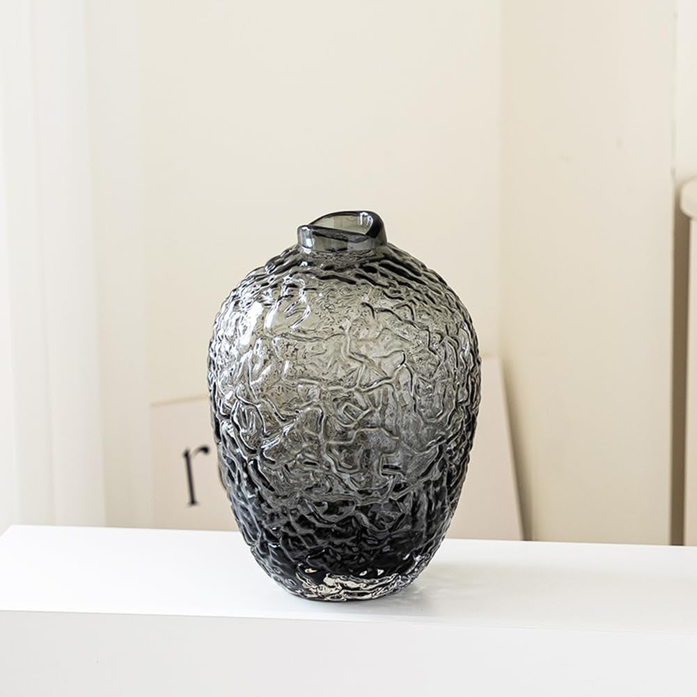 Vază decorativă SS24-086 neagră – elegantă și modernă, din sticlă îngroșată